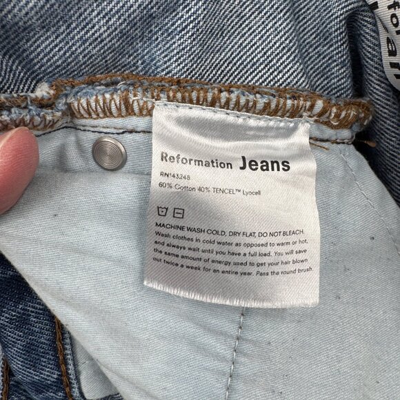 Reformation Jeans Button Fly High Waist Cut-off Shorts Women 28 Blue Sydney Wash - Picture 8 of 8